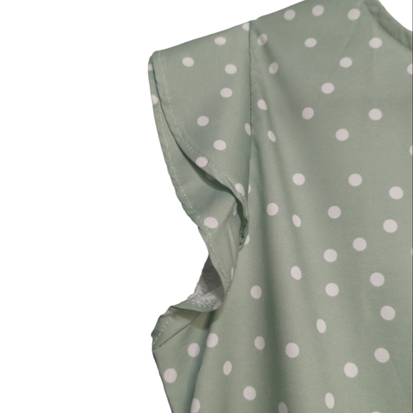 Women's Top | Cap Sleeve Blouse | Mint White Polka Dot | Plus Size XXL - Picture 3 of 6